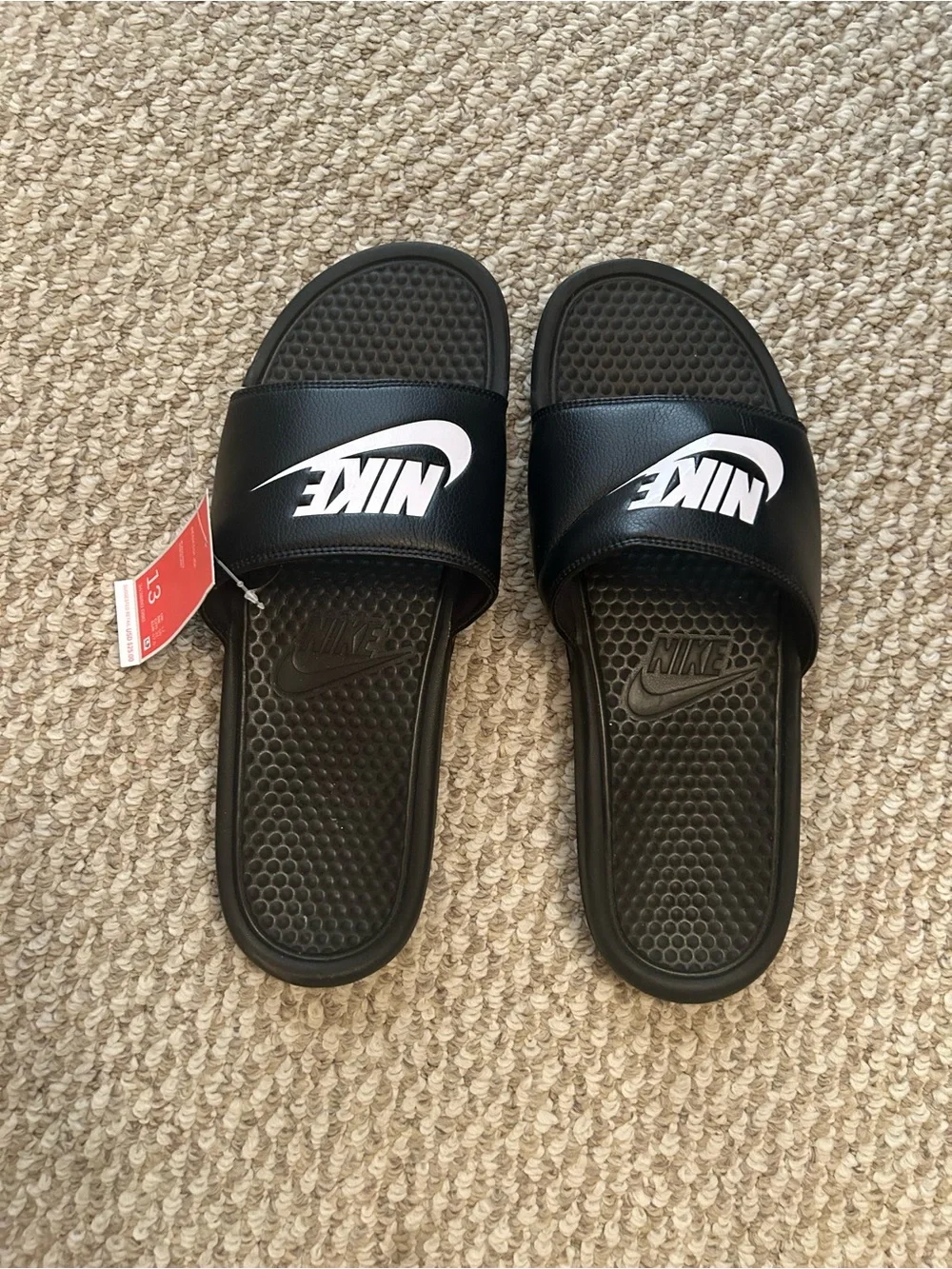 NWT Nike Black & White Benassi Slide Sandals